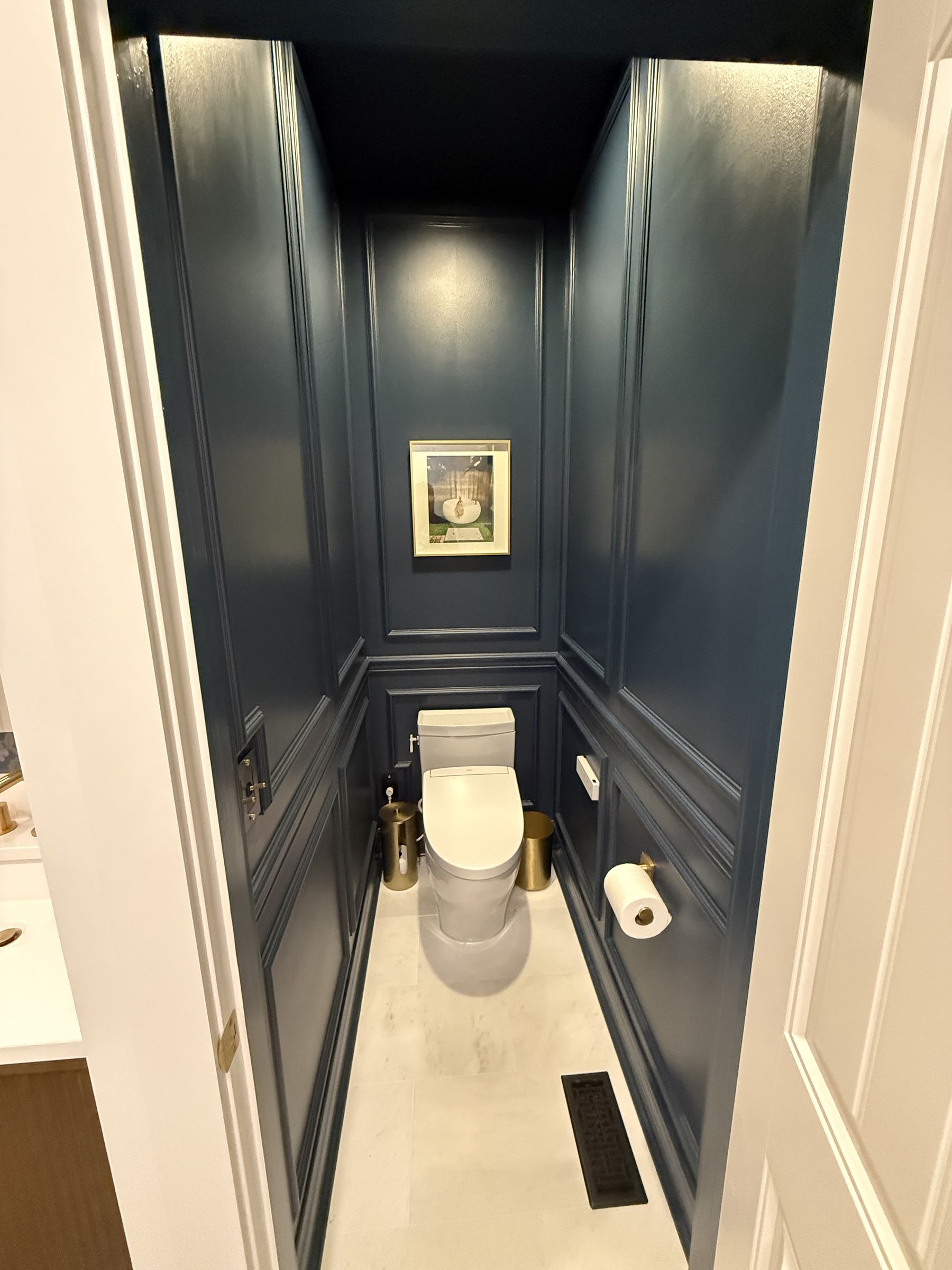 Navy powder room