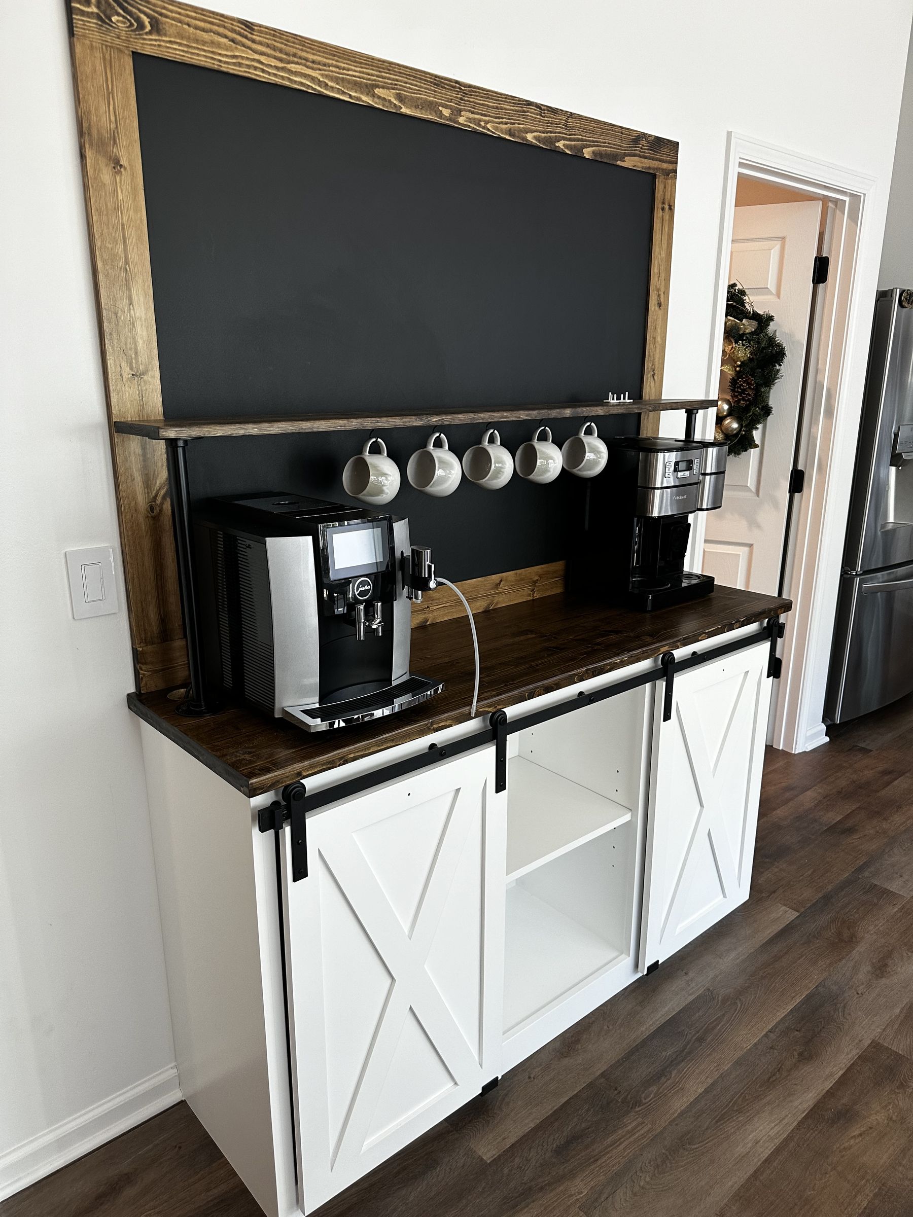 Coffee bar with barn doors