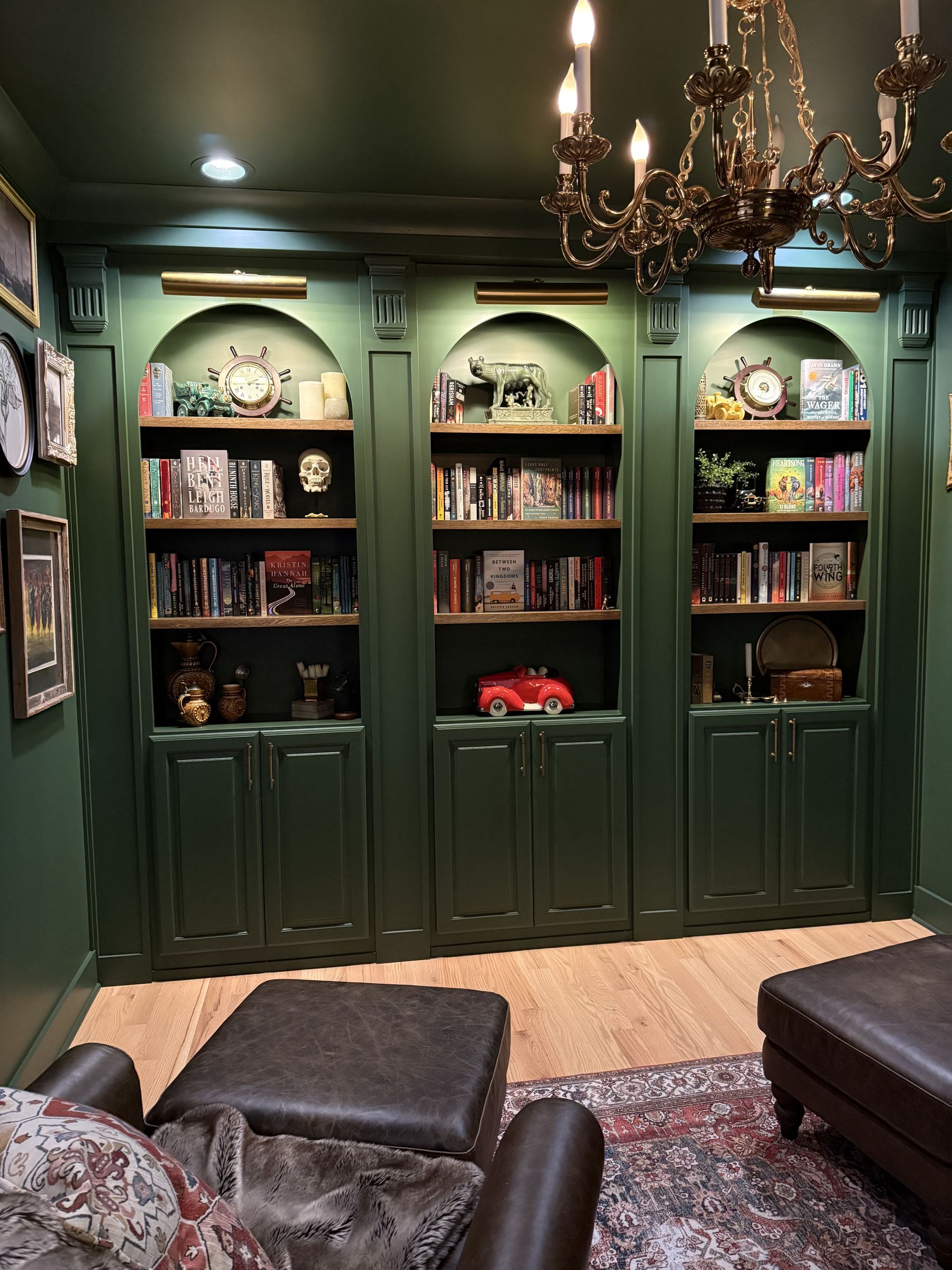 Built-in library shelving detail