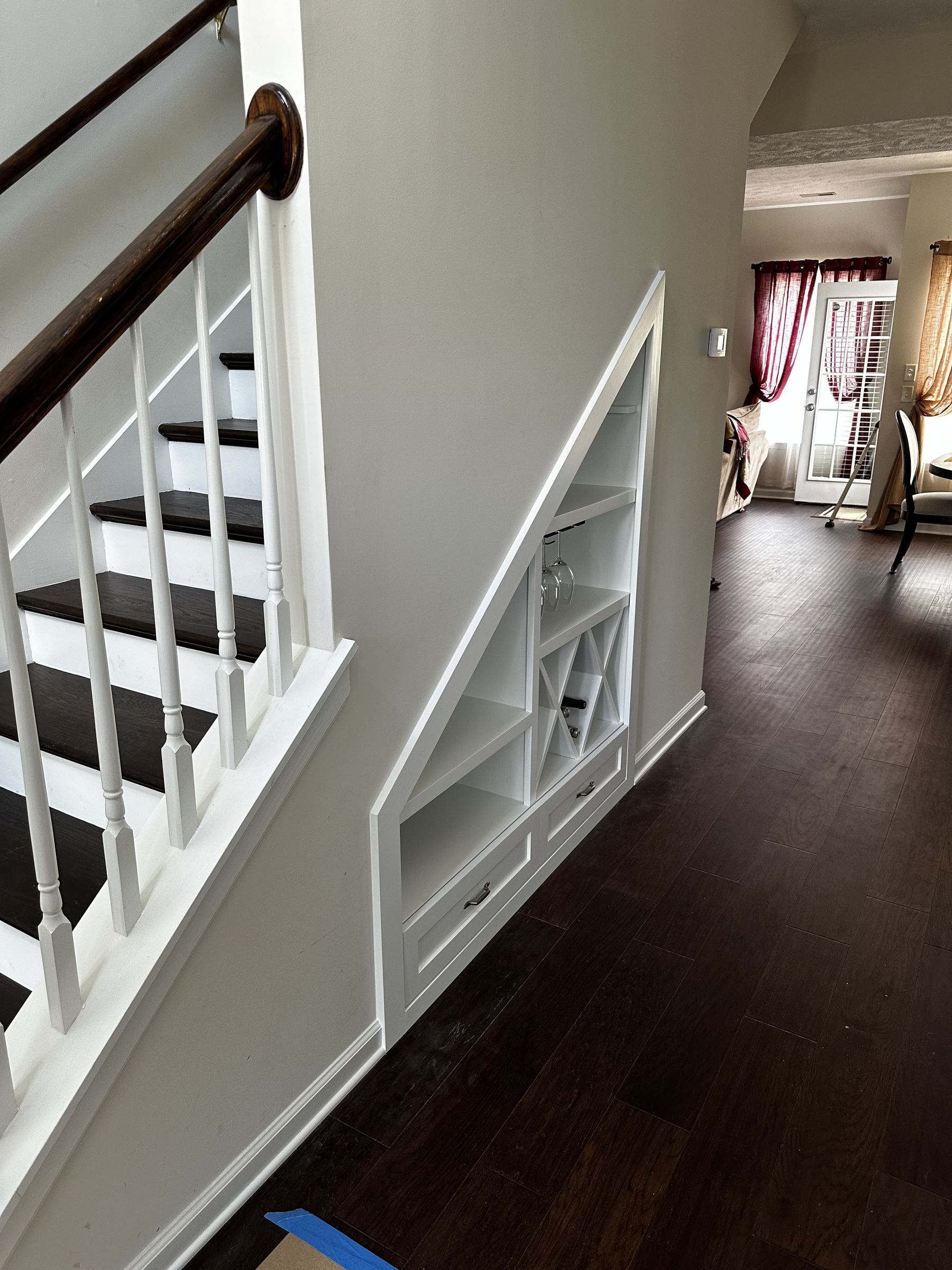 Built-in staircase wine cabinet